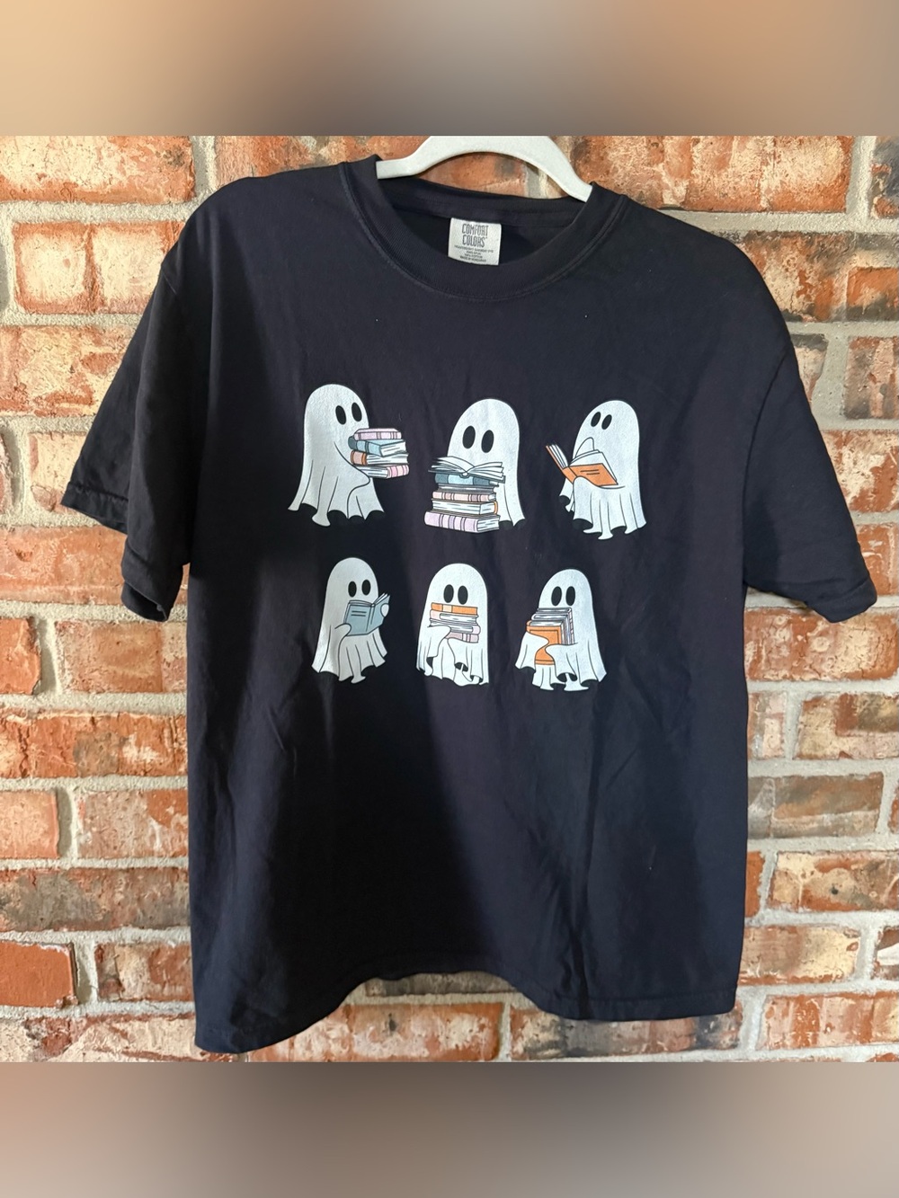 Comfort Colors Black Short Sleeve Tee with Reading Ghosts Graphic